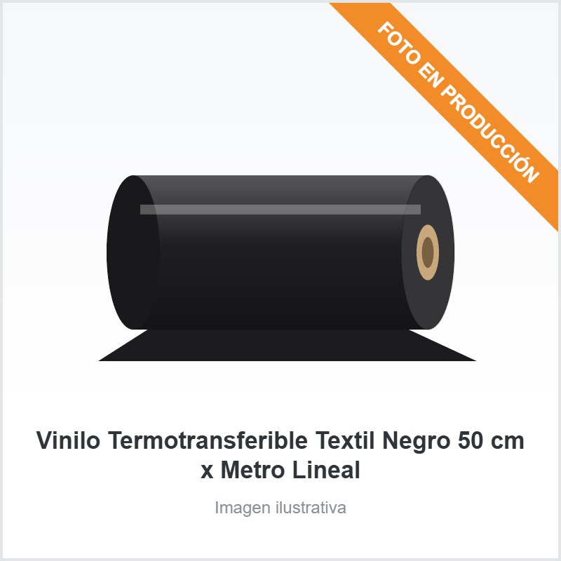 [345] Vinilo Termotransferible Textil Negro 50 cm x Metro Lineal