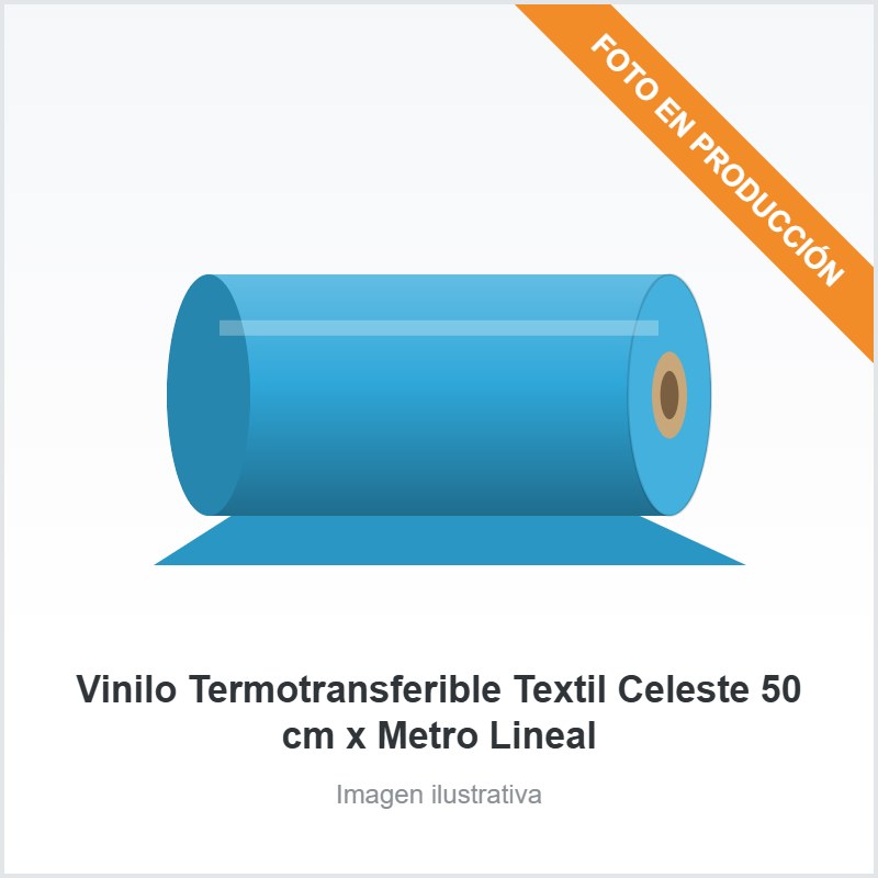 [346] Vinilo Termotransferible Textil Celeste 50 cm x Metro Lineal