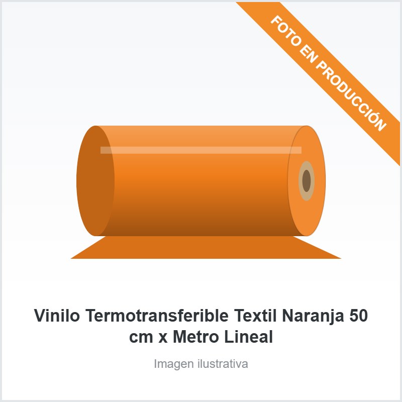 [359] Vinilo Termotransferible Textil Naranja 50 cm x Metro Lineal