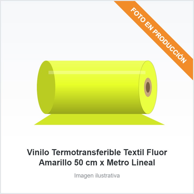 [372] Vinilo Termotransferible Textil Fluor Amarillo 50 cm x Metro Lineal