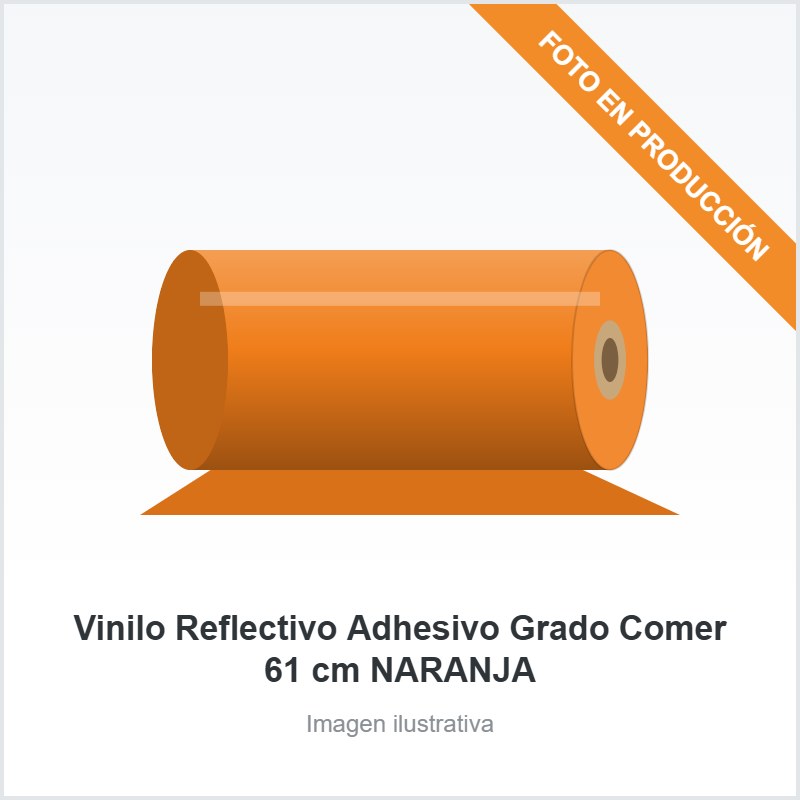 [386] Vinilo Reflectivo Adhesivo Grado Comer 61 cm NARANJA