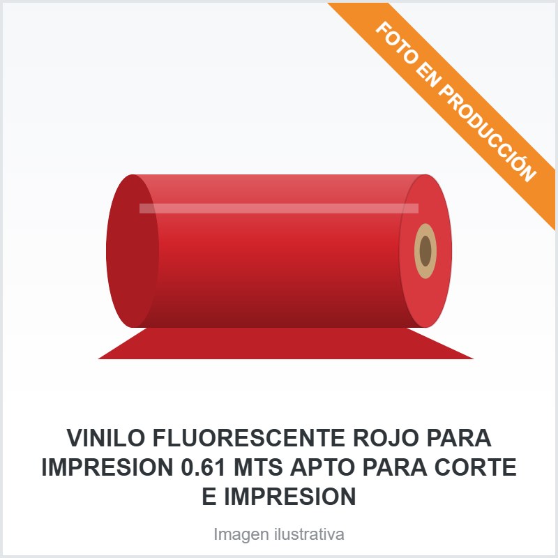 [967] VINILO FLUORESCENTE ROJO PARA IMPRESION 0.61 MTS APTO PARA CORTE E IMPRESION