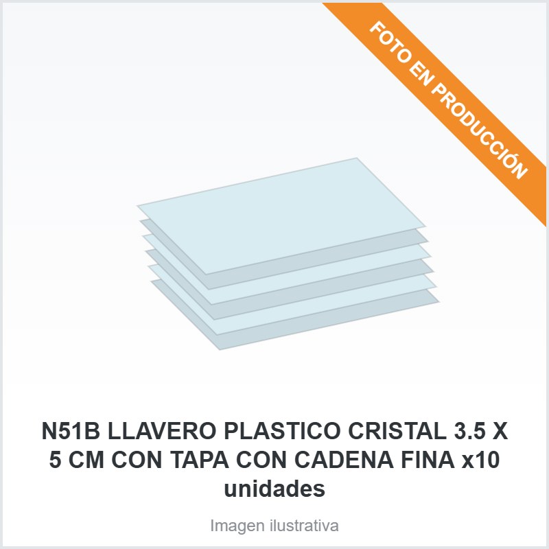 N51B LLAVERO PLASTICO CRISTAL 3.5 X 5 CM CON TAPA CON CADENA FINA
