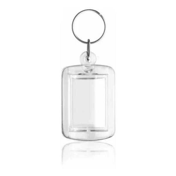 LLAVERO PLASTICO CRISTAL MEDIO CANO 3.5 X 5 CM