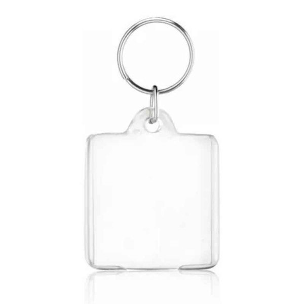 LLAVERO PLASTICO CRISTAL CUADRADO 4.0 X 4.0 CM
