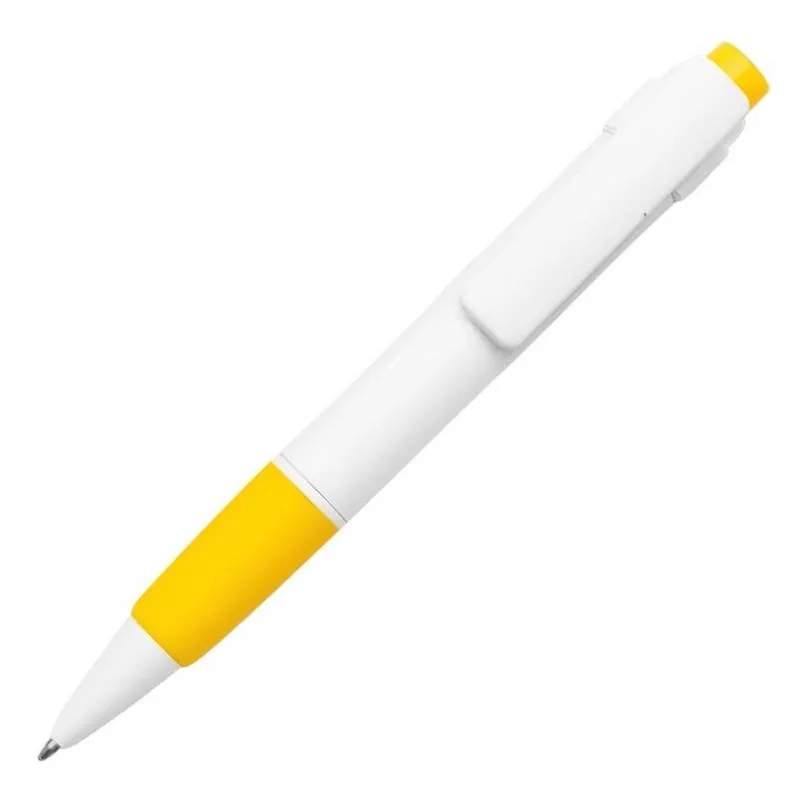 [4104] Boligrafo NIZA PLASTICO CUERPO BLANCO DETALLE AMARILLO
