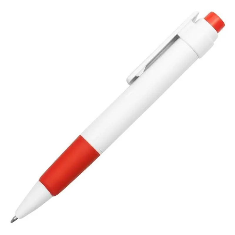 [4107] Boligrafo NIZA PLASTICO CUERPO BLANCO DETALLE ROJO