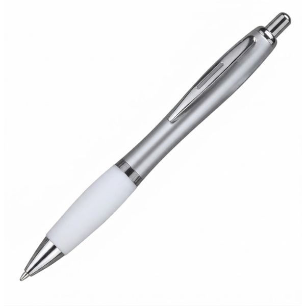 [4712] boligrafo K750 PLASTICO CUERPO COLOR METAL GRIP BLANCO