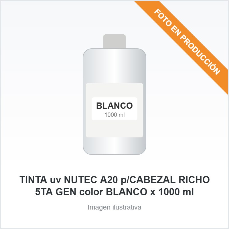 [5067] TINTA uv NUTEC A20 p/CABEZAL RICHO 5TA GEN color BLANCO x 1000 ml