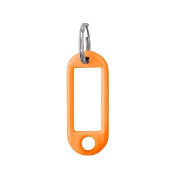 LLAVERO PORTA ETIQUETA FLEXIBLE NARANJA CON ARO