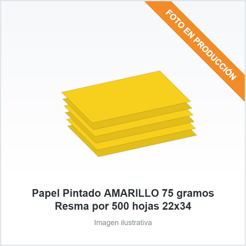 [5744] Papel Pintado AMARILLO 75 gramos Resma por 500 hojas 22x34