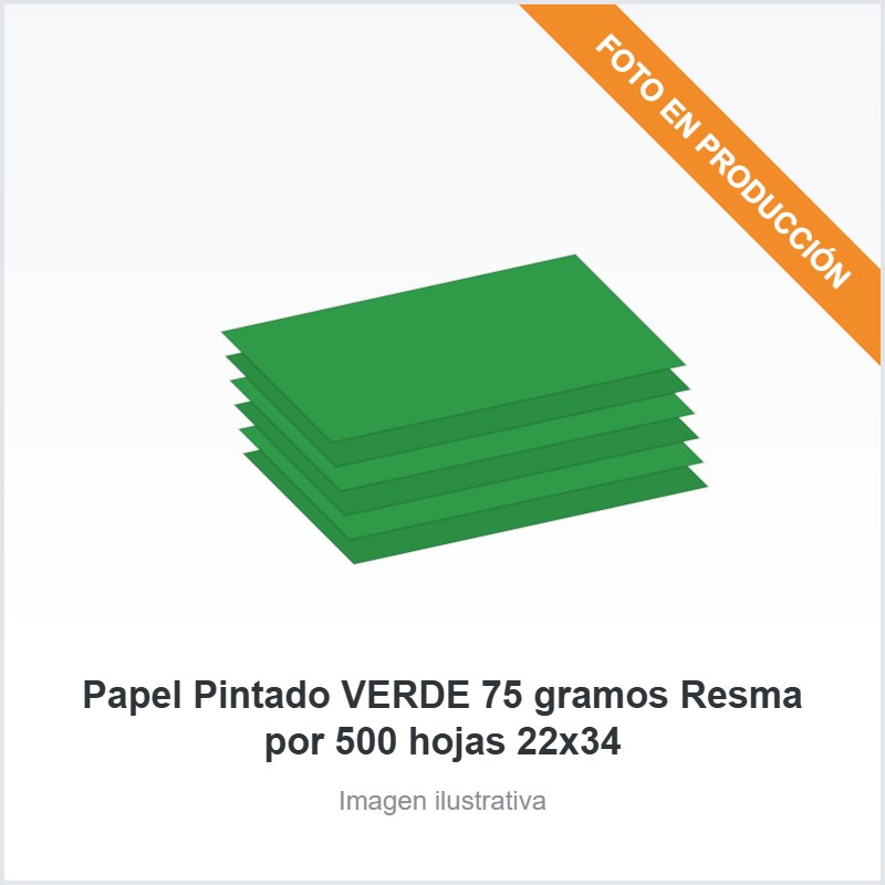 [5746] Papel Pintado VERDE 75 gramos Resma por 500 hojas 22x34