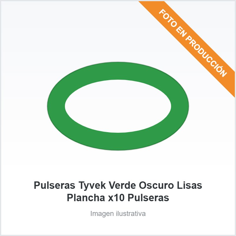 Pulseras Tyvek Verde Oscuro Lisas Plancha x10 Pulseras