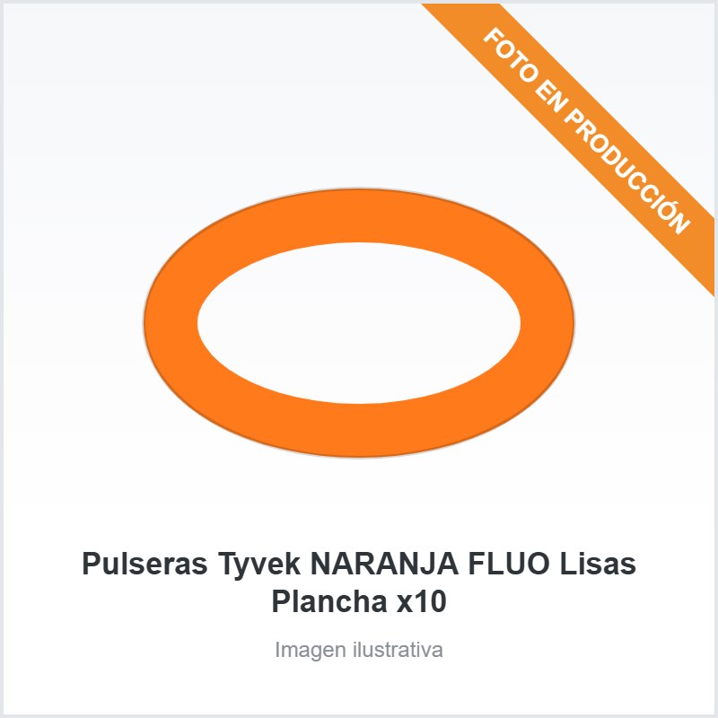 Pulseras Tyvek NARANJA FLUO Lisas Plancha x10