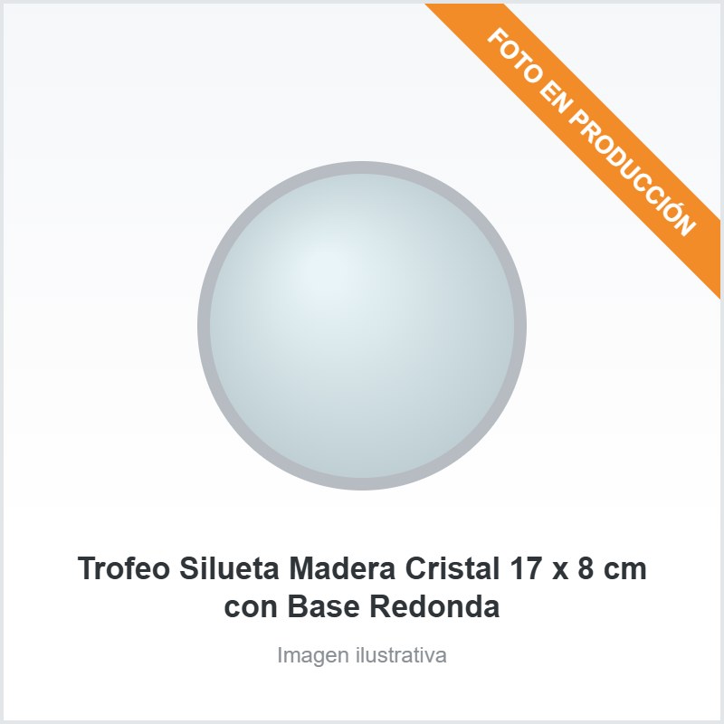 [6256] Trofeo Silueta Madera Cristal 17 x 8 cm con Base Redonda