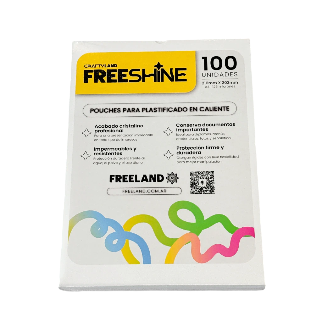 [6364] Pouch FreeShine PLASTIFICADO CALIENTE A4 125 mic x 100 Unidades