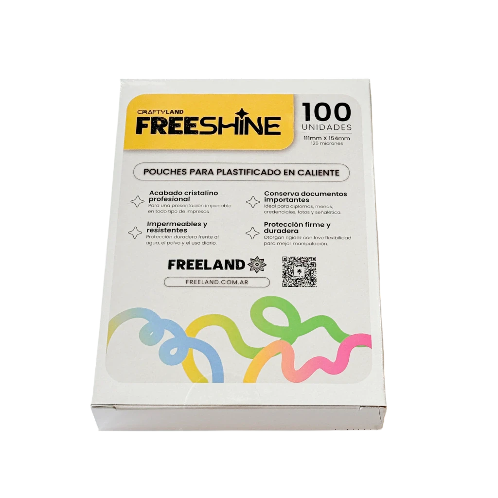 [6367] Pouch FreeShine PLASTIFICADO CALIENTE 111 x 154 mm 125 mic x 100 Unidades
