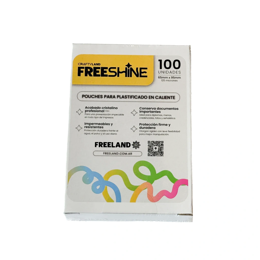 [6368] Pouch FreeShine PLASTIFICADO CALIENTE 65x95 mm 125 mic x 100 Unidades