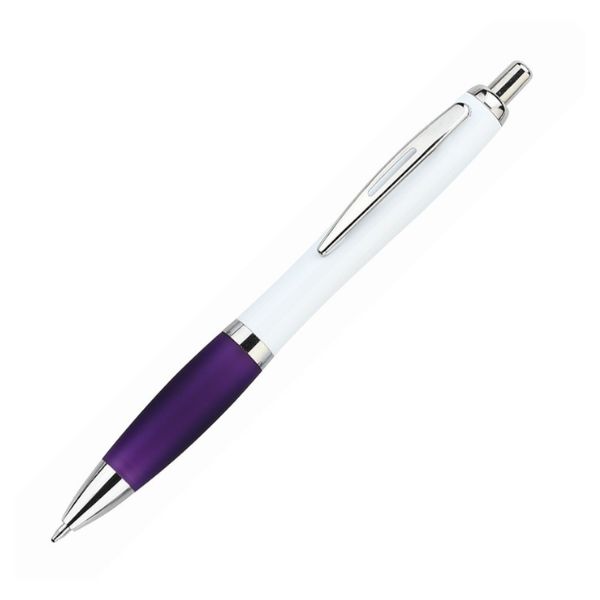 [6445] boligrafo K750 PLASTICO CUERPO BLANCO GRIP VIOLETA