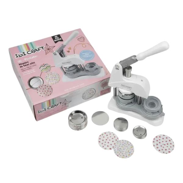 Prensa Para Pins Botones IBI 58 mm mas 10 Insumos