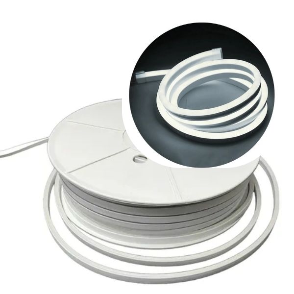 [6574] Manguera Led Flexible 100 Led 220V con Echufe Blanco FRIO x rollo de 10 metros