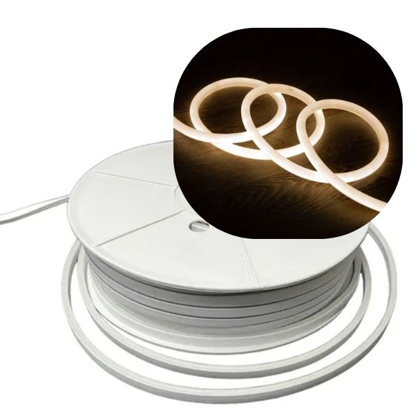 [6575] Manguera Led Flexible 100 Led 220V con Echufe Blanco CALIDO x rollo de 10 metros
