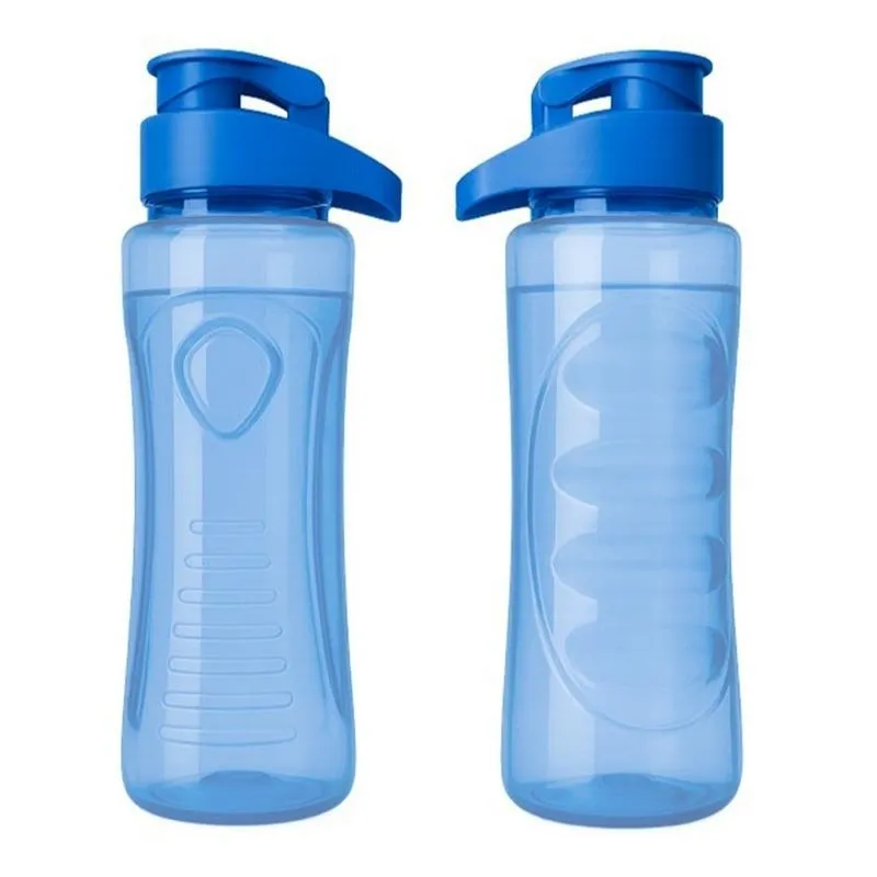 [6635] BOTELLA PLASTICA SPORTAGE 500 cm3 CRISTAL TAPA AZUL - Para DTF UV - SERIGRAFIA