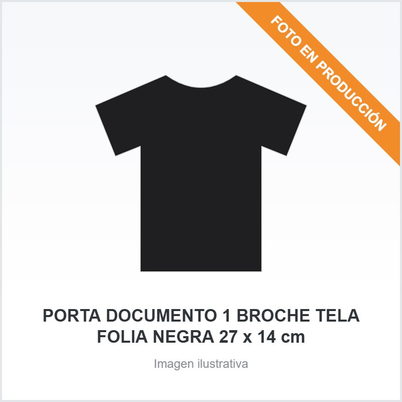 [6637] PORTA DOCUMENTO 1 BROCHE TELA FOLIA NEGRA 27 x 14 cm