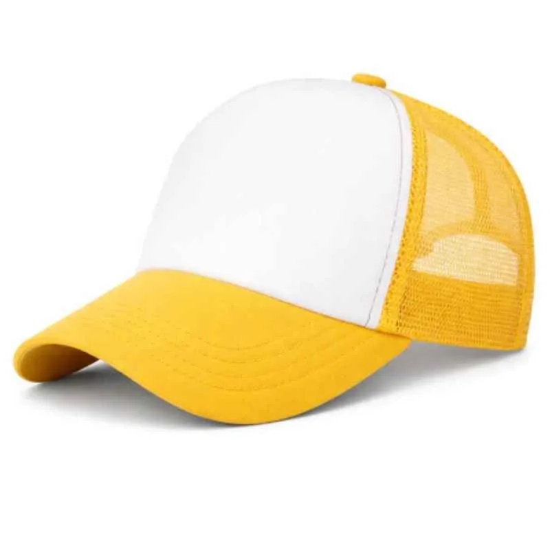 [1162] G06 Gorra Trucker Vicera y Red AMARILLA Frente BLANCA