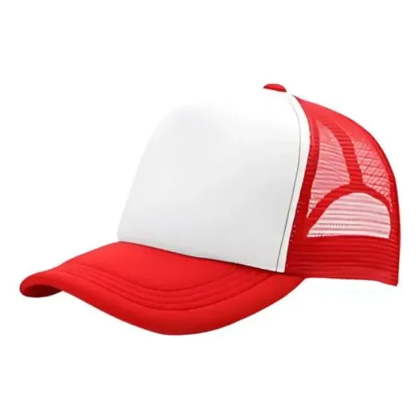 [1163] G06 Gorra Trucker Vicera y Red ROJO Frente BLANCA