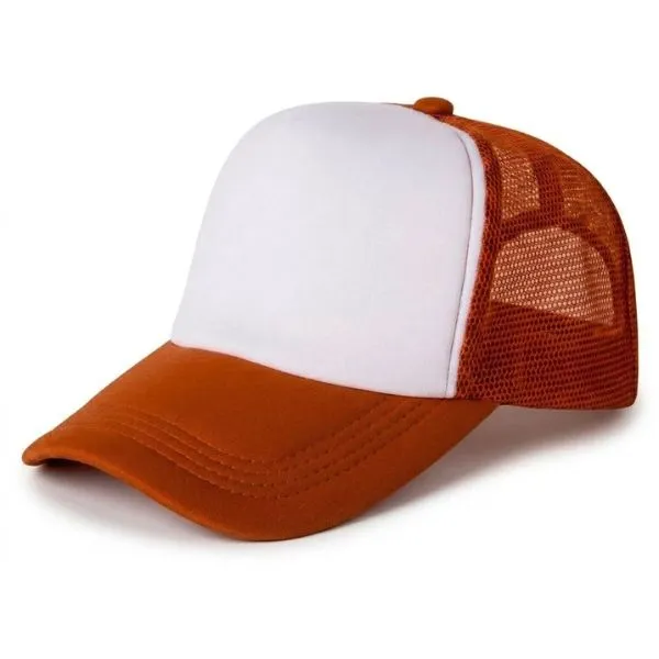 [1170] G06 Gorra Trucker Vicera y Red NARANJA Frente BLANCA