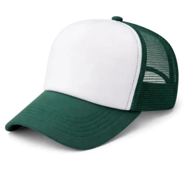 [1172] G06 Gorra Trucker Vicera y Red VERDE INGLES Frente BLANCA