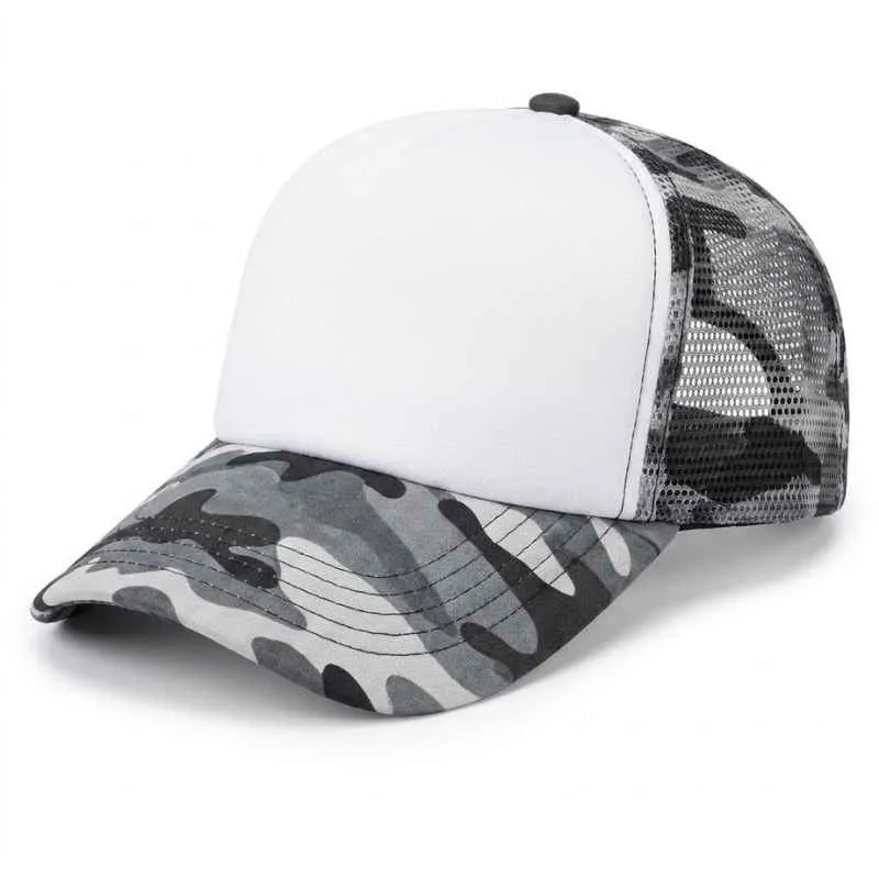 [4242] G06 Gorra Trucker Vicera y Red GRIS CAMUFLADO Frente BLANCA