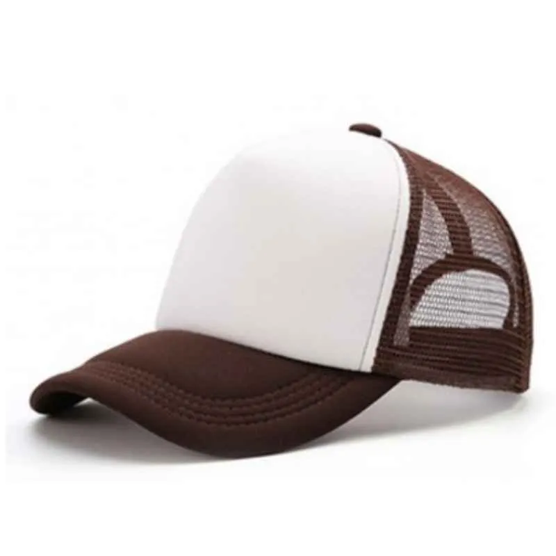 [4702] G06 Gorra Trucker Vicera y Red MARRON Frente BLANCA