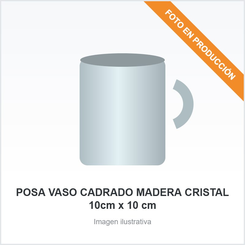 POSA VASO CADRADO MADERA CRISTAL 10cm x 10 cm