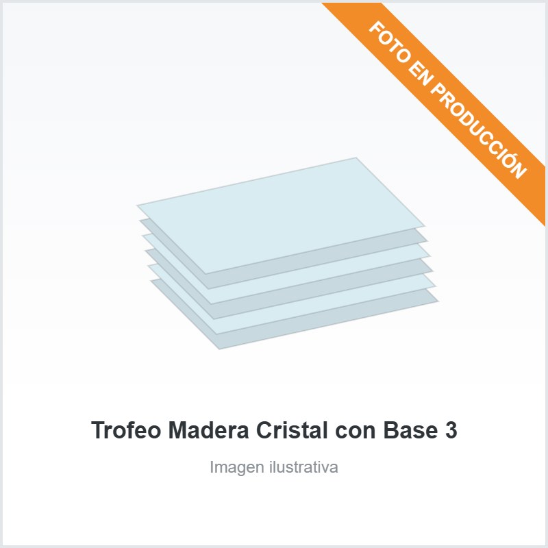 [1242] Trofeo Madera Cristal con Base 3