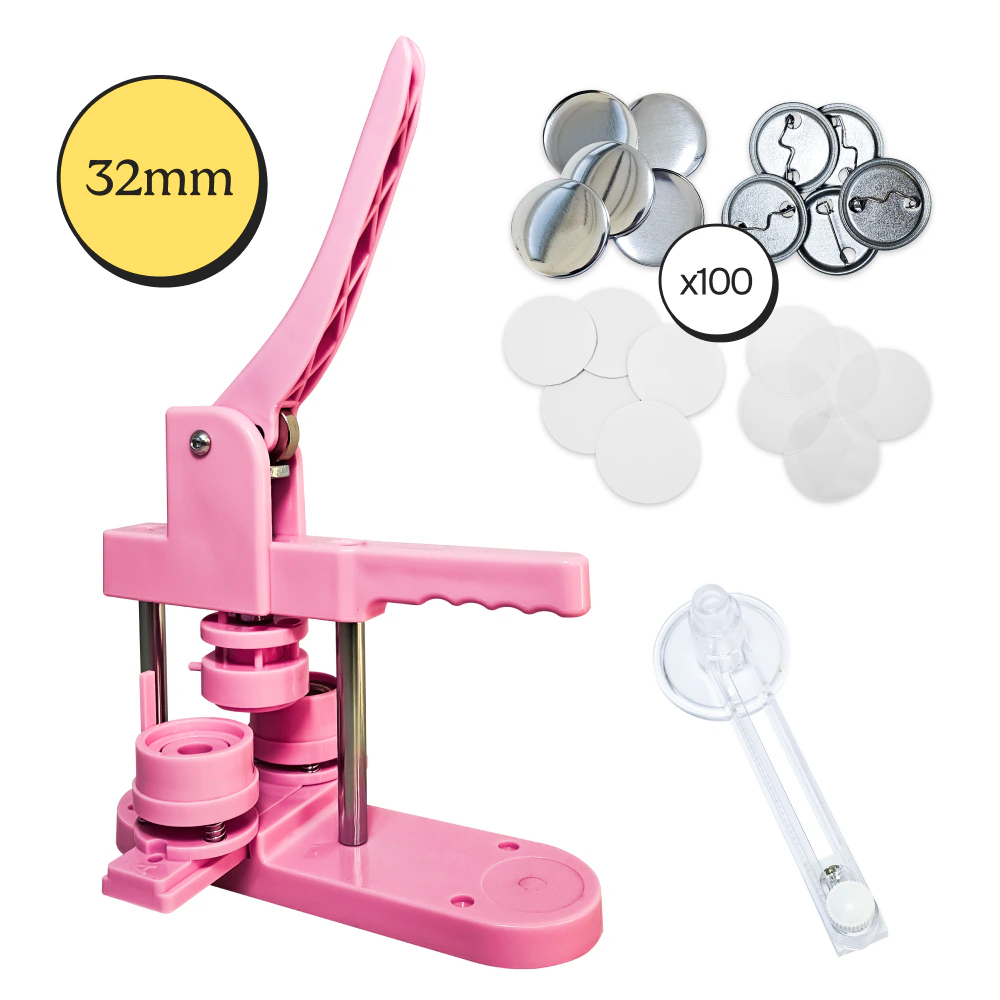 [6905] Prensa Para Pins Botones FREE 32 mm mas 100 Insumos