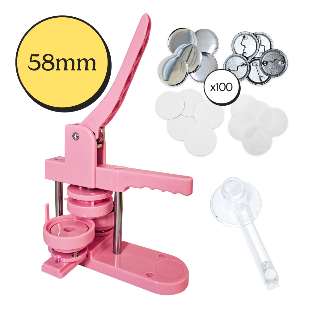 [6907] Prensa Para Pins Botones FREE 58 mm mas 100 Insumos