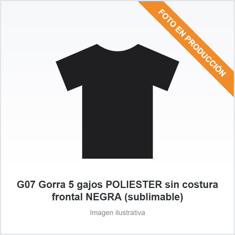 [NC6603] G07 Gorra 5 gajos POLIESTER sin costura frontal NEGRA (sublimable)